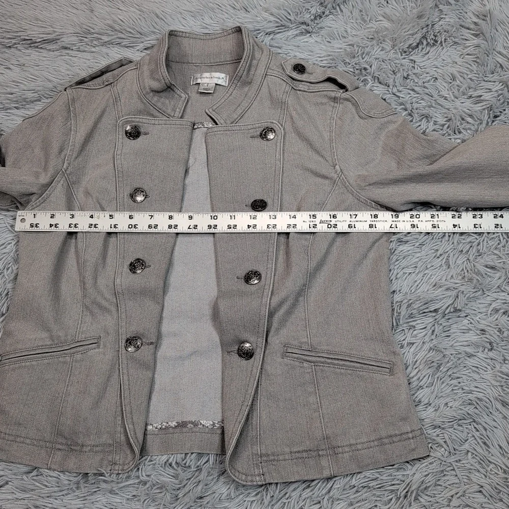 Christopher & Banks Jacket Womens S Gray Denim Open Front Casual Comfort Pockets - Picture 3 of 10